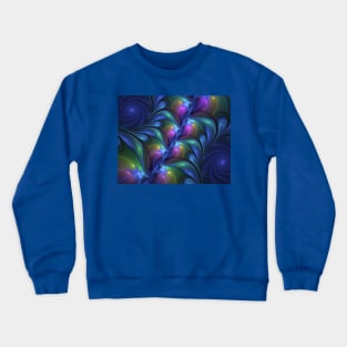 Colorful Luminous Abstract Blue Pink Green Fractal Crewneck Sweatshirt